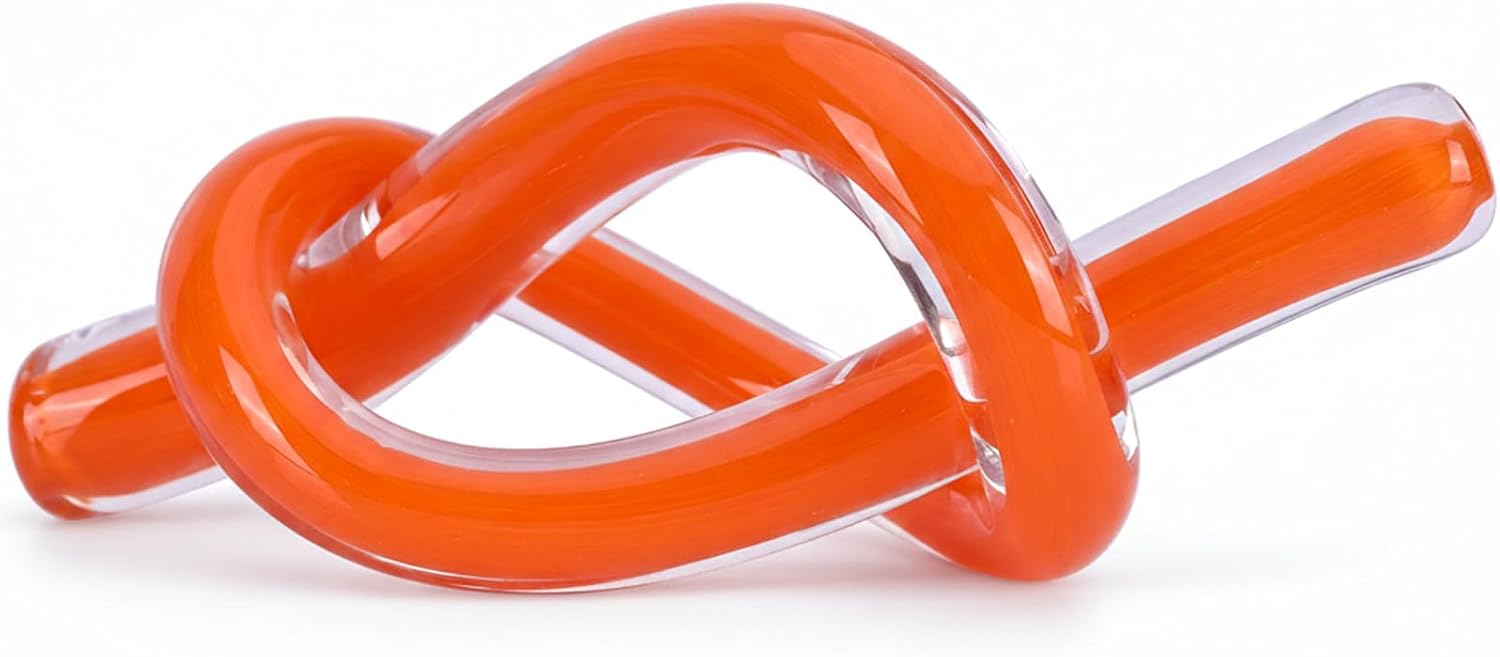 Abstract Glass Knot Sculpture — Orange