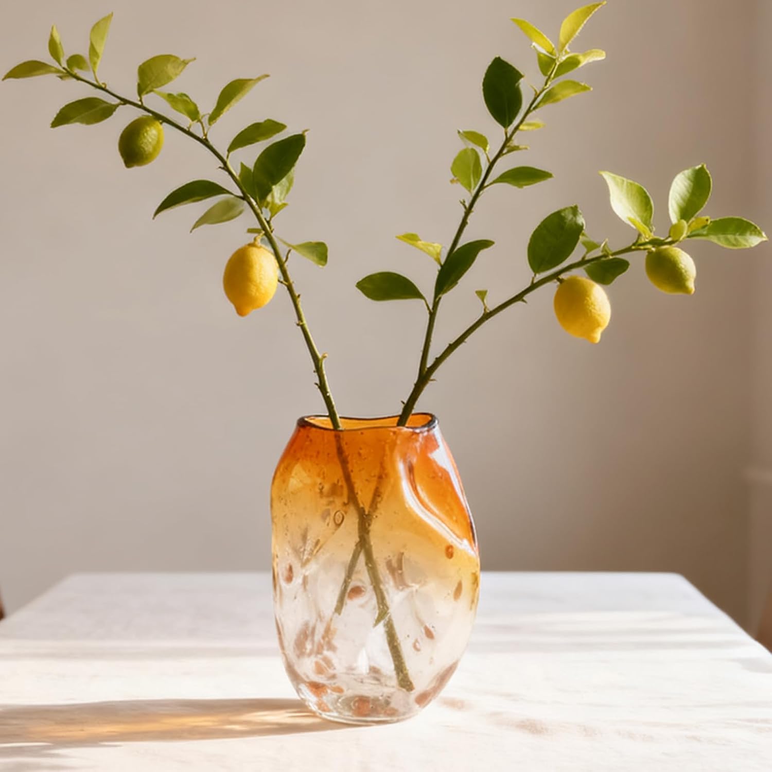 Amber Gradient Glass Vase — 9 in