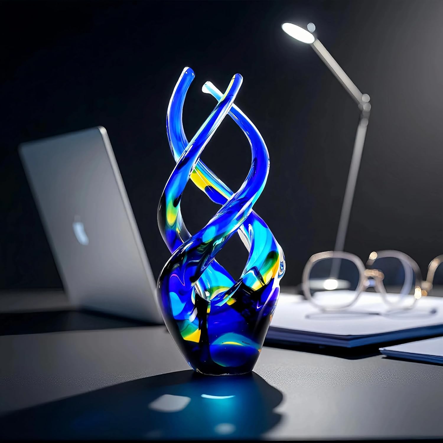 Cobalt Blue Ocean Glass Sculpture — Hand-Blown