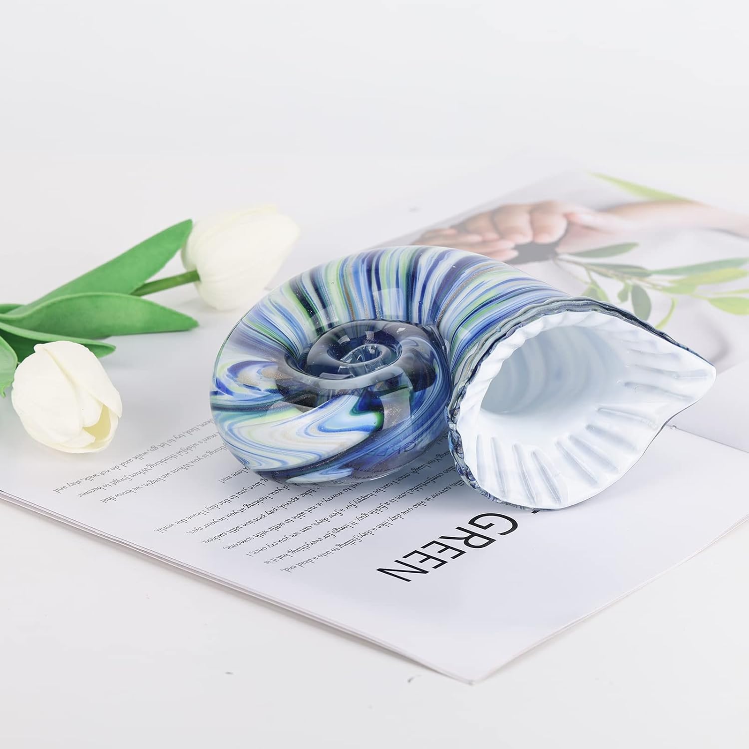 Colourful Glass Conch Sculpture — Hand-Blown