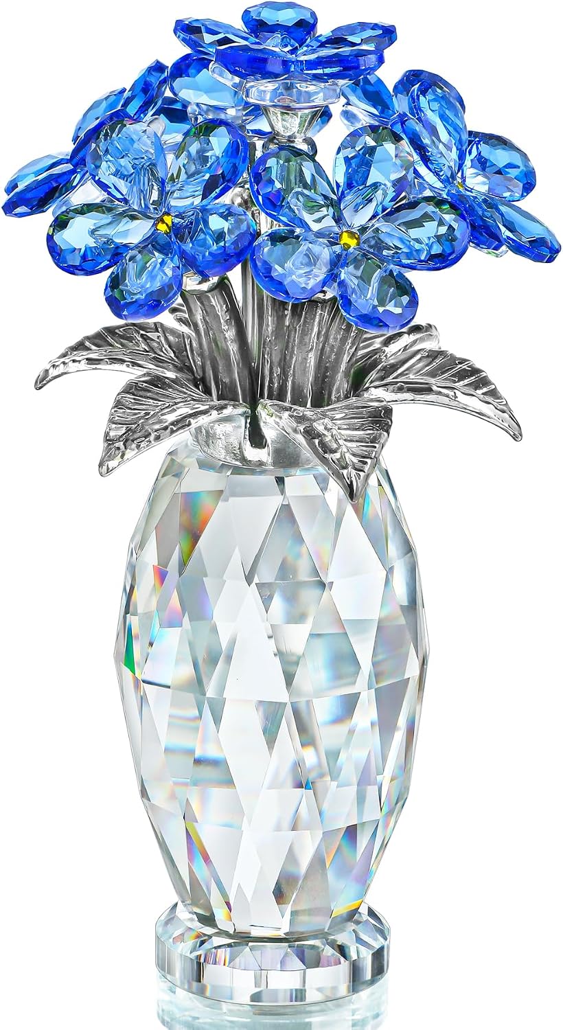 Crystal Glass Flower Figurine — Blue, Table Piece — image 1 Crystal Glass Flower Figurine — Blue, Table Piece