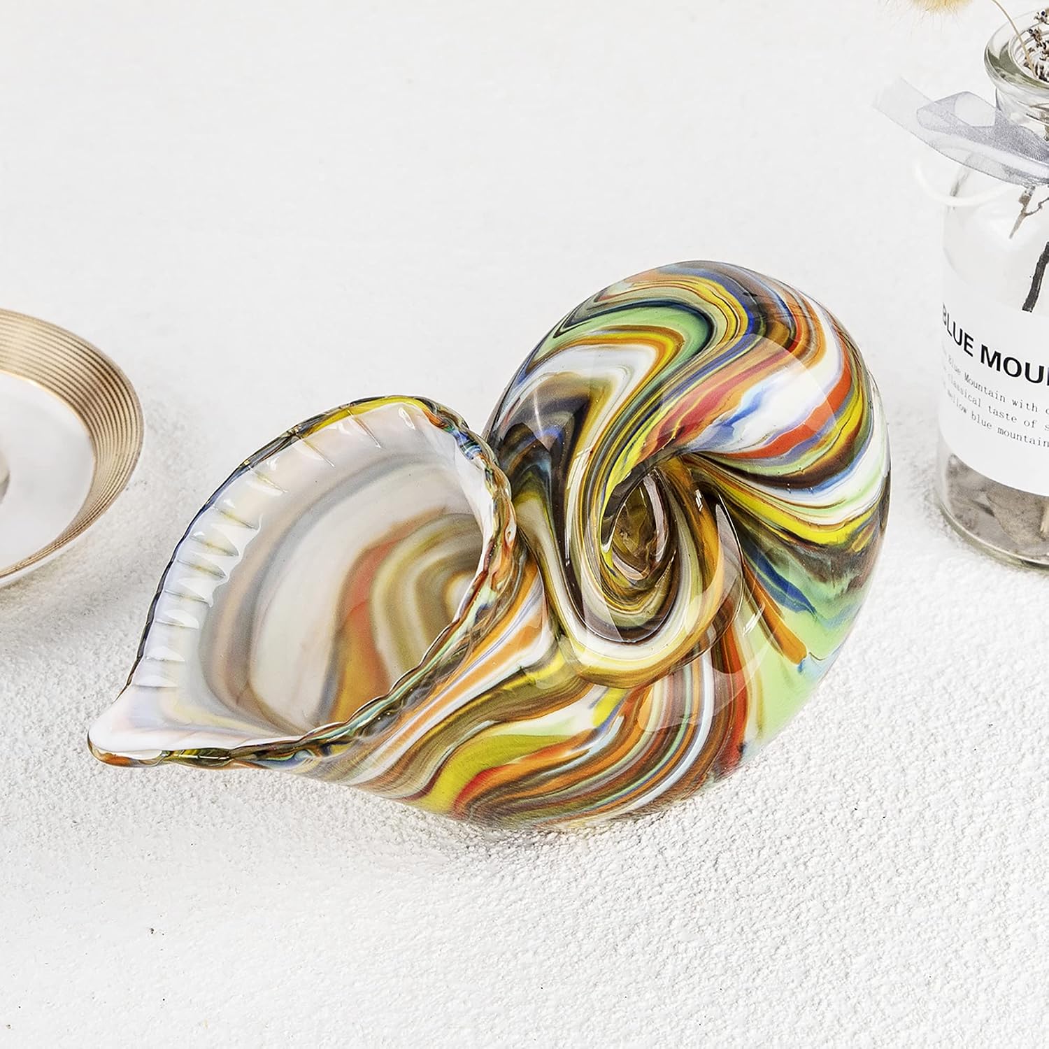 Glass Nautilus Conch Sculpture — 7.7 in