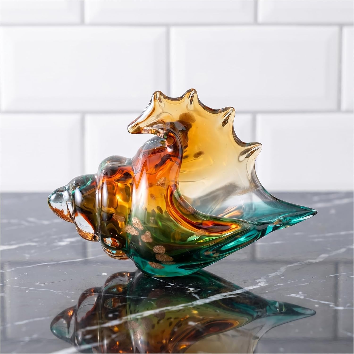 Hand-Blown Glass Seashell Sculpture — Coastal Form