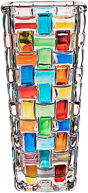 Hand-Painted Woven-Pattern Glass Vase — 7.7 in