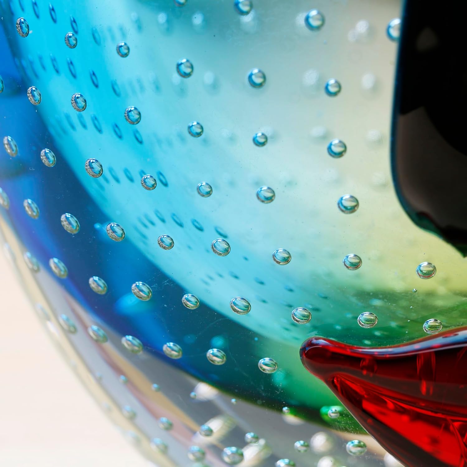 Face-Motif Art Glass Vase — Hand-Blown, Multicoloured
