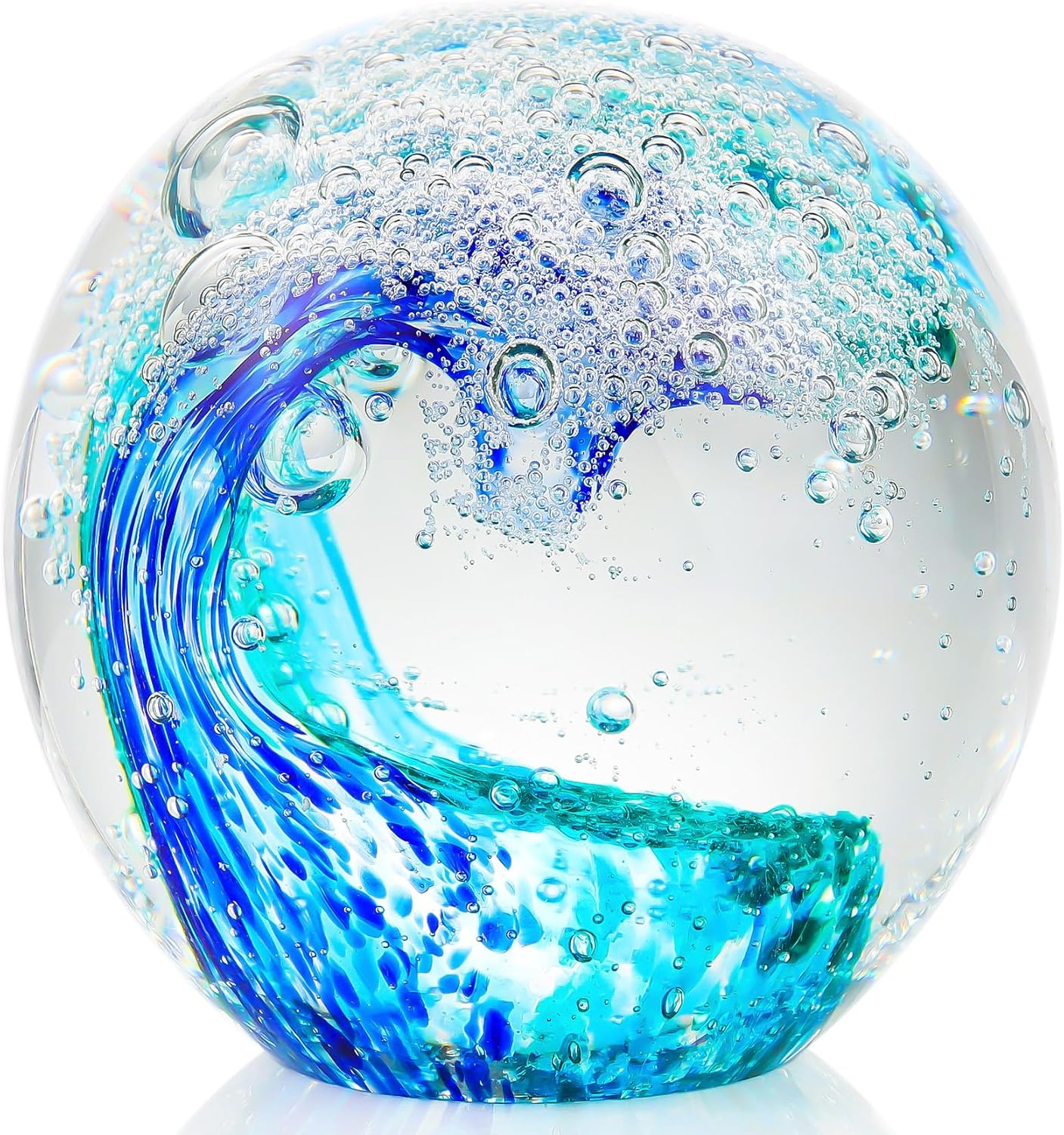 Ocean Wave Glass Paperweight — Hand-Blown