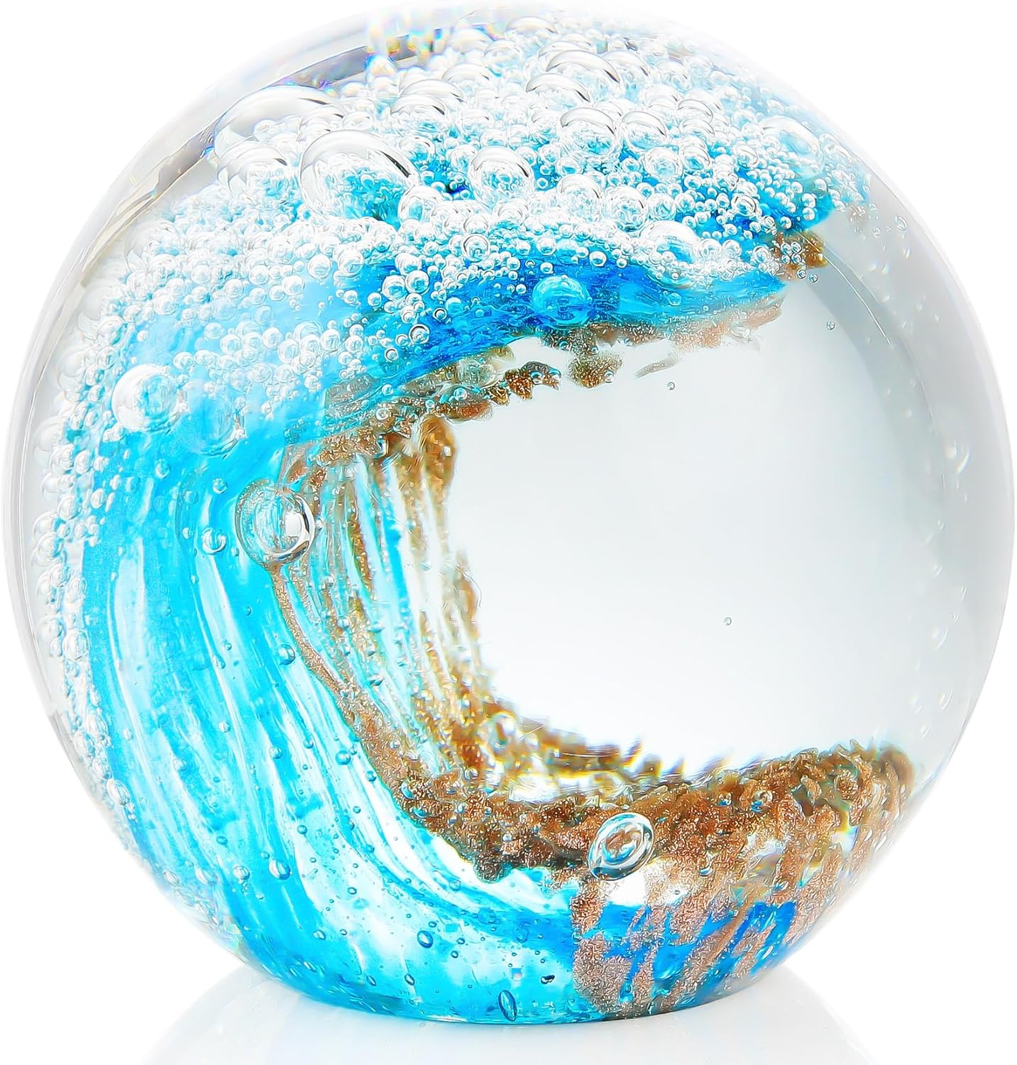 Ocean Wave Glass Paperweight — Hand-Blown