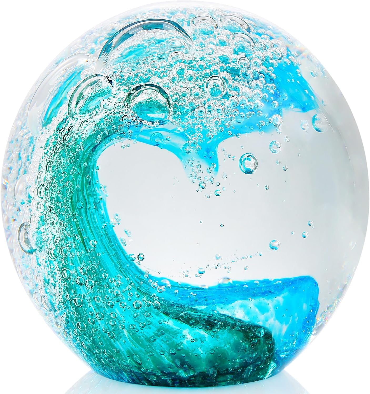 Ocean Wave Glass Paperweight — Hand-Blown