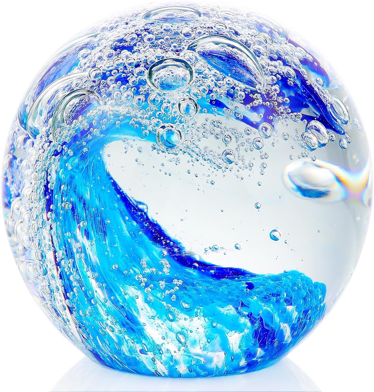 Ocean Wave Glass Paperweight — Hand-Blown