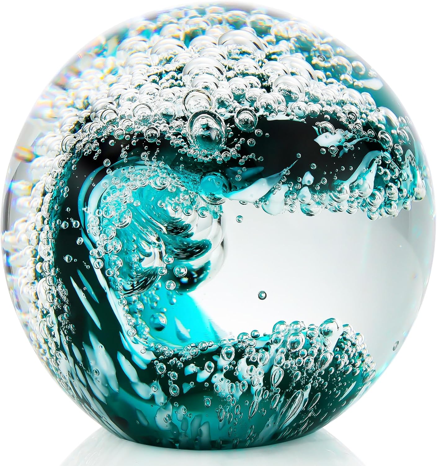 Ocean Wave Glass Paperweight — Hand-Blown