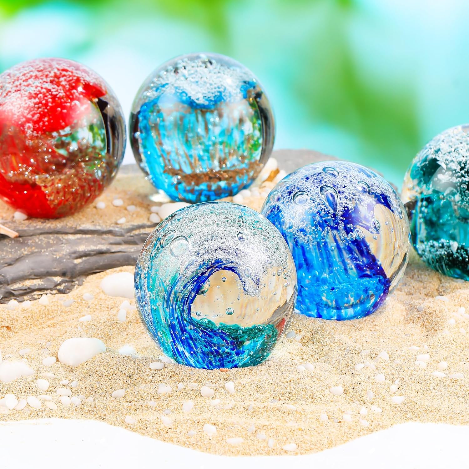 Ocean Wave Glass Paperweight — Hand-Blown