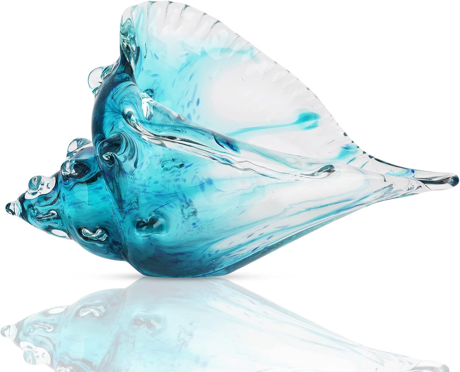 Hand-Blown Glass Conch Sculpture — Green