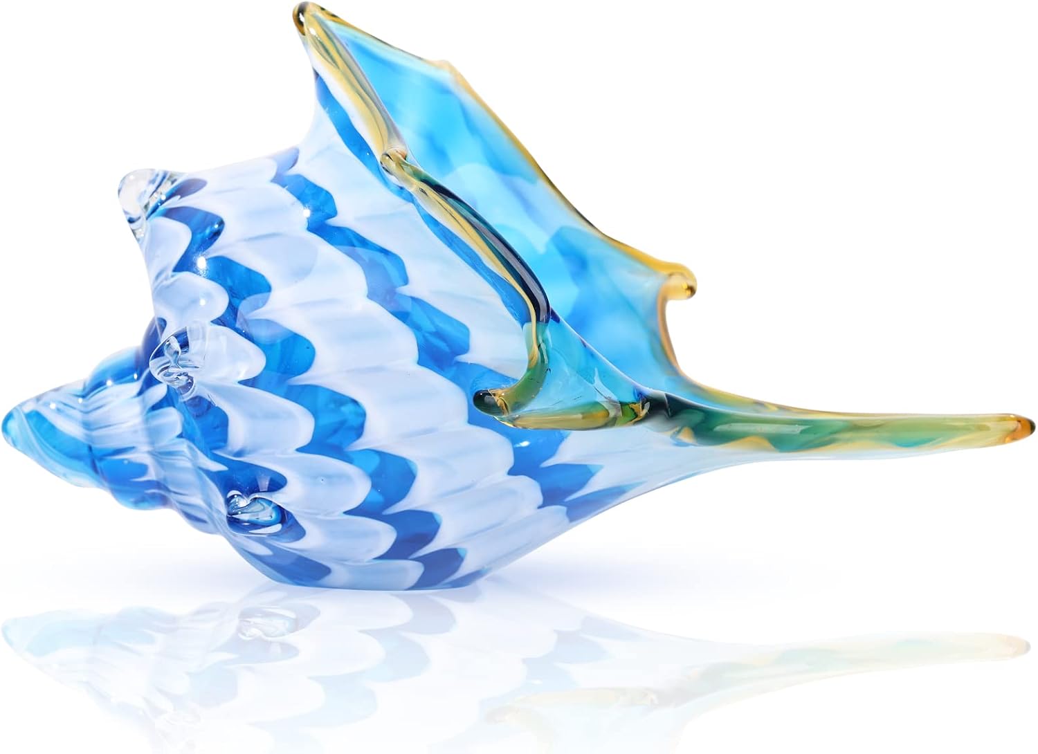 Hand-Blown Glass Conch Sculpture — Green