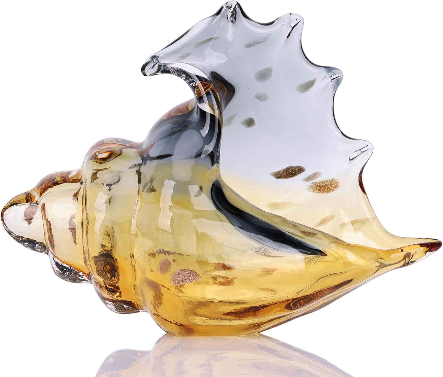 Hand-Blown Glass Conch Sculpture — Green