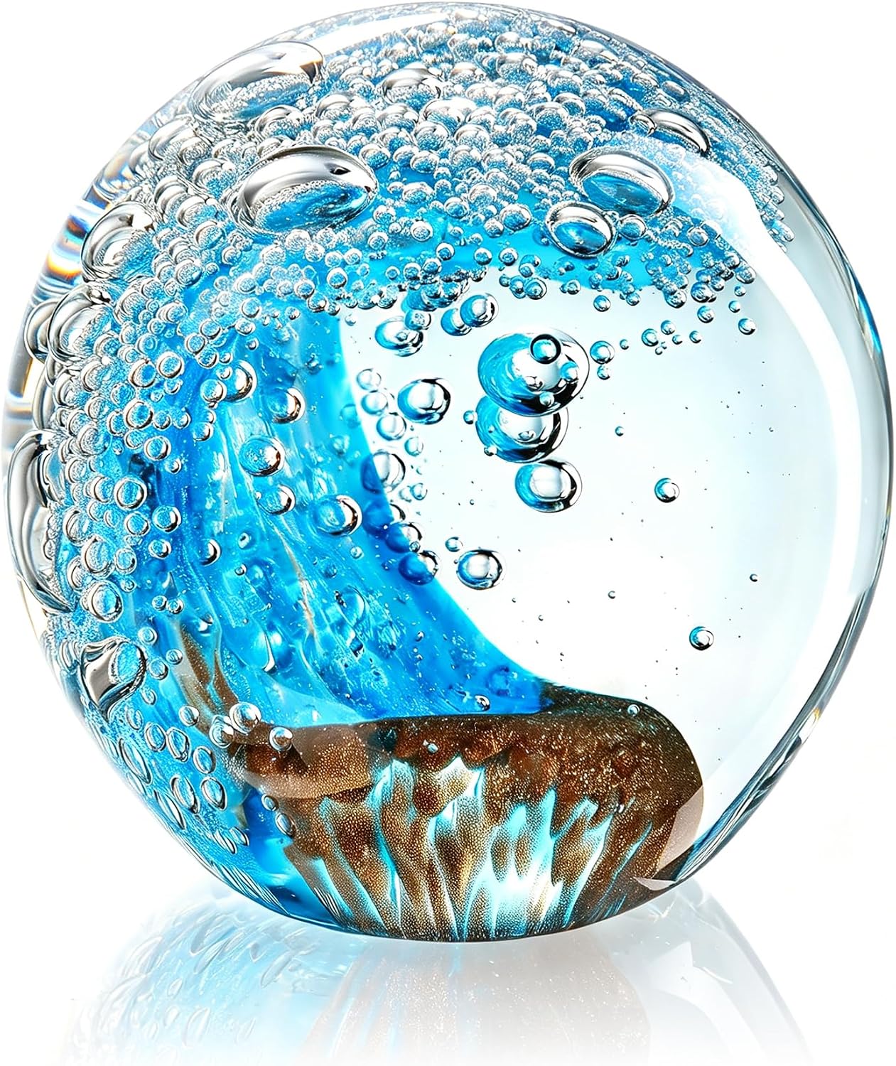 Ocean Wave Glass Paperweight — 2.3 in, Green