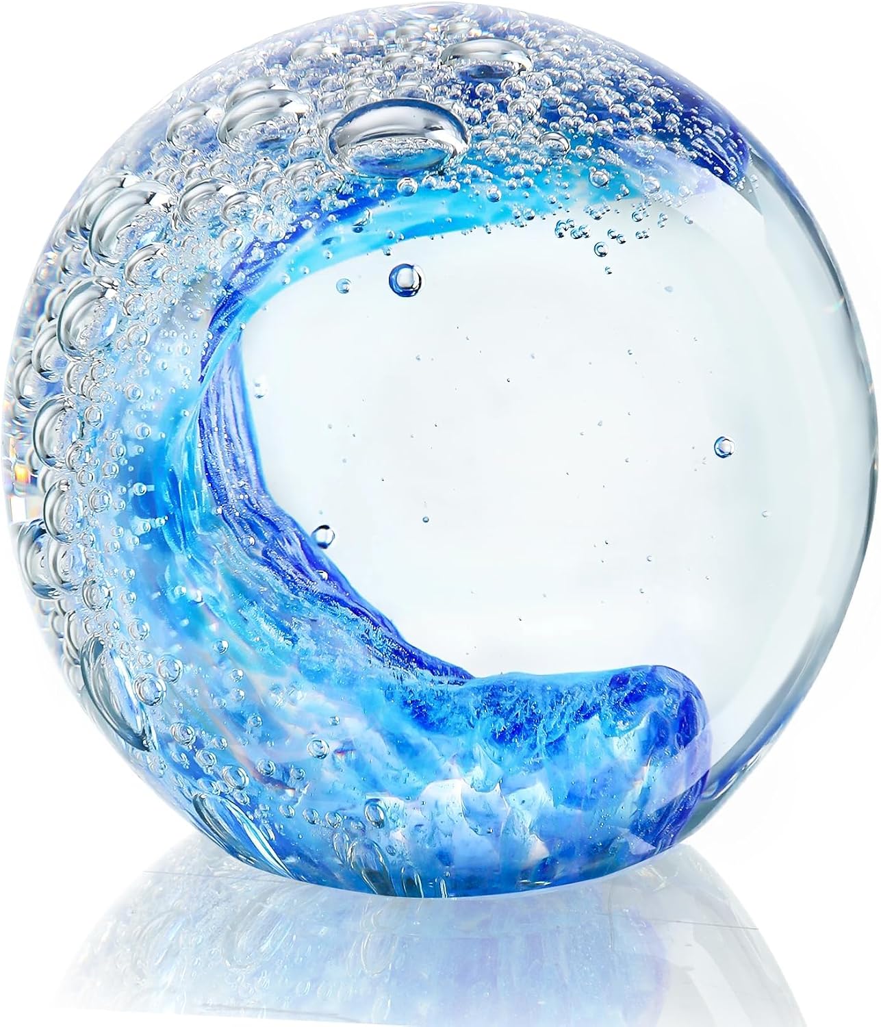 Ocean Wave Glass Paperweight — 2.3 in, Green