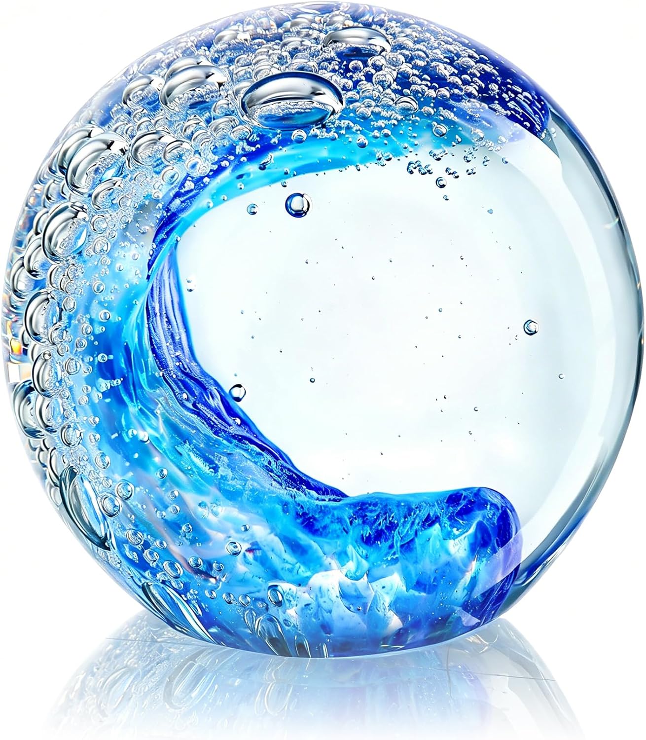 Ocean Wave Glass Paperweight — 2.3 in, Green