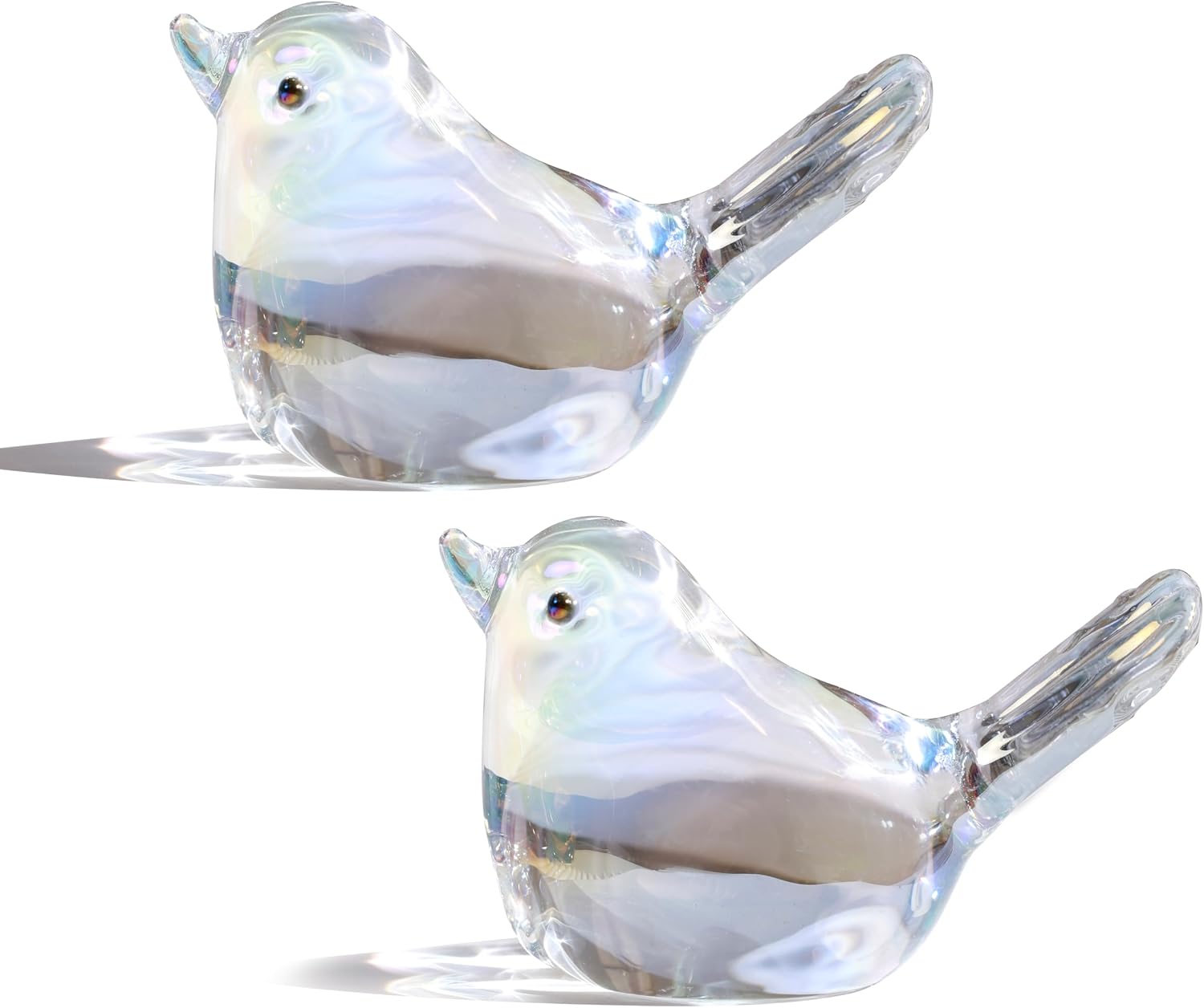Blown Glass Bird Figurines — Set of 2, Green