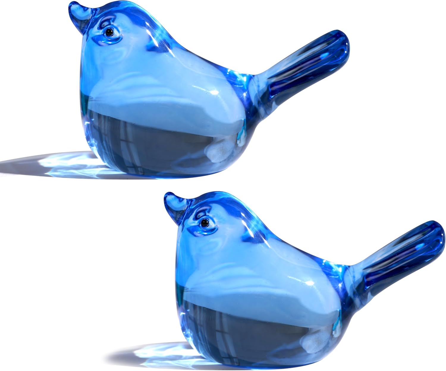 Blown Glass Bird Figurines — Set of 2, Green