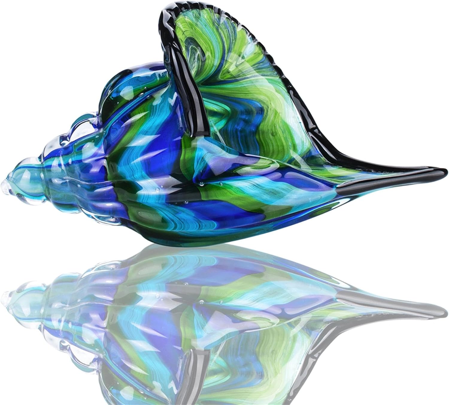 Glass Conch Sculpture — 8 in, Hand-Blown