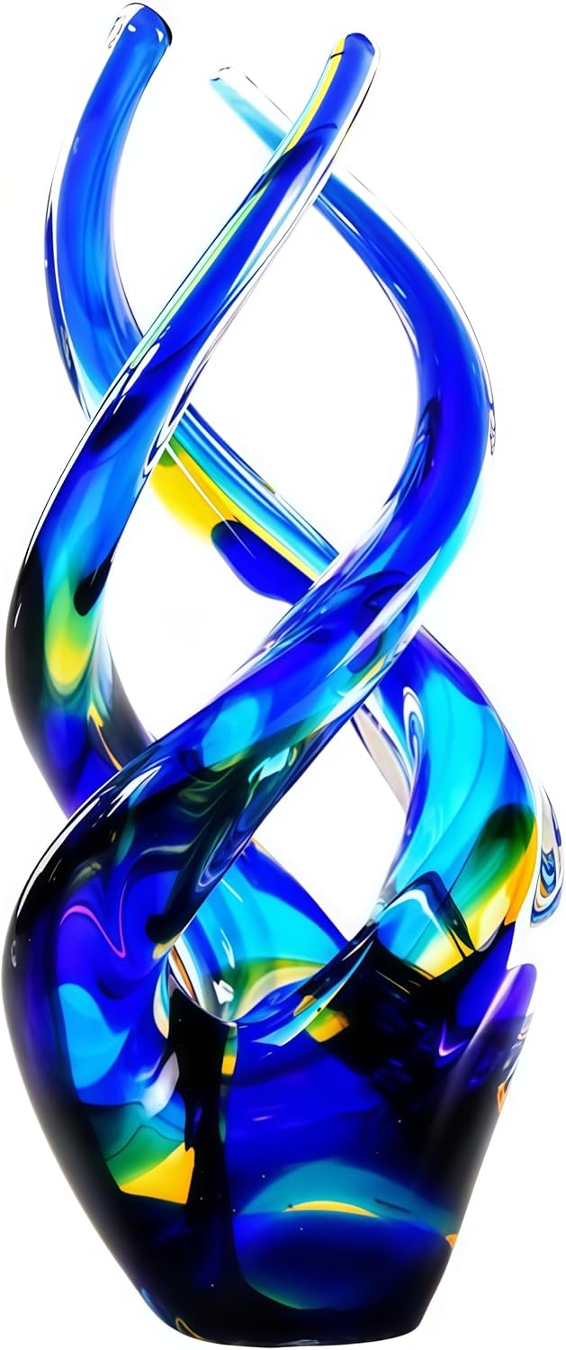 Cobalt Blue Ocean Glass Sculpture — Hand-Blown