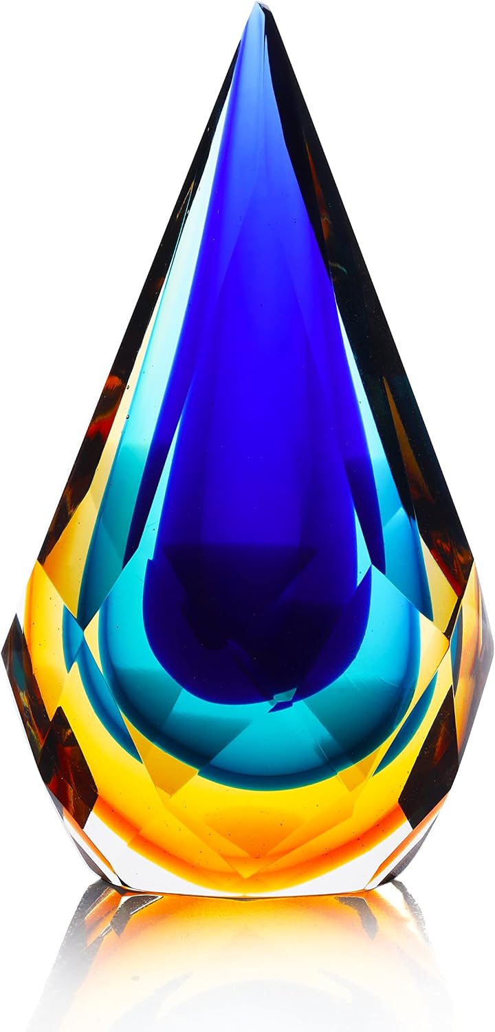 Hand-Blown Glass Statue — Blue and Clear