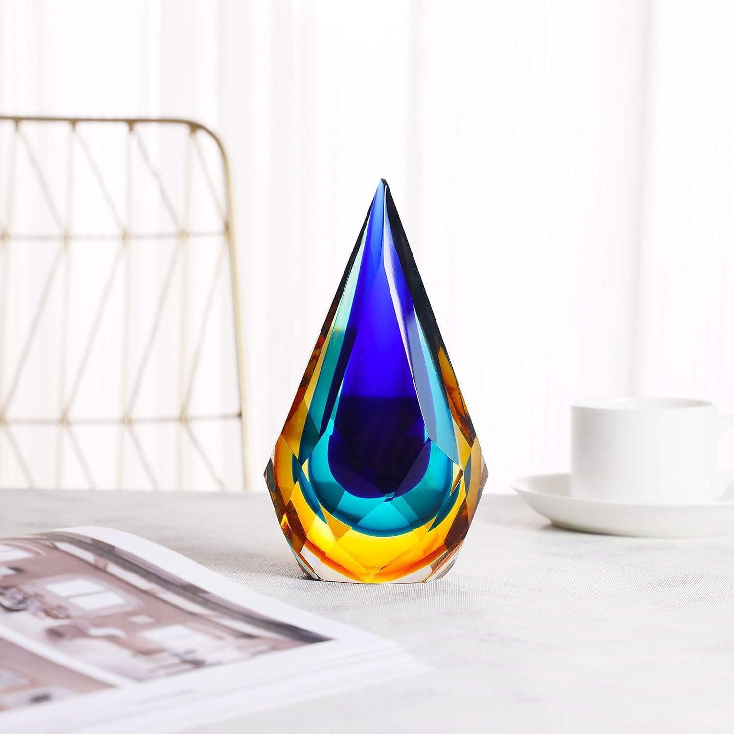 Hand-Blown Glass Statue — Blue and Clear