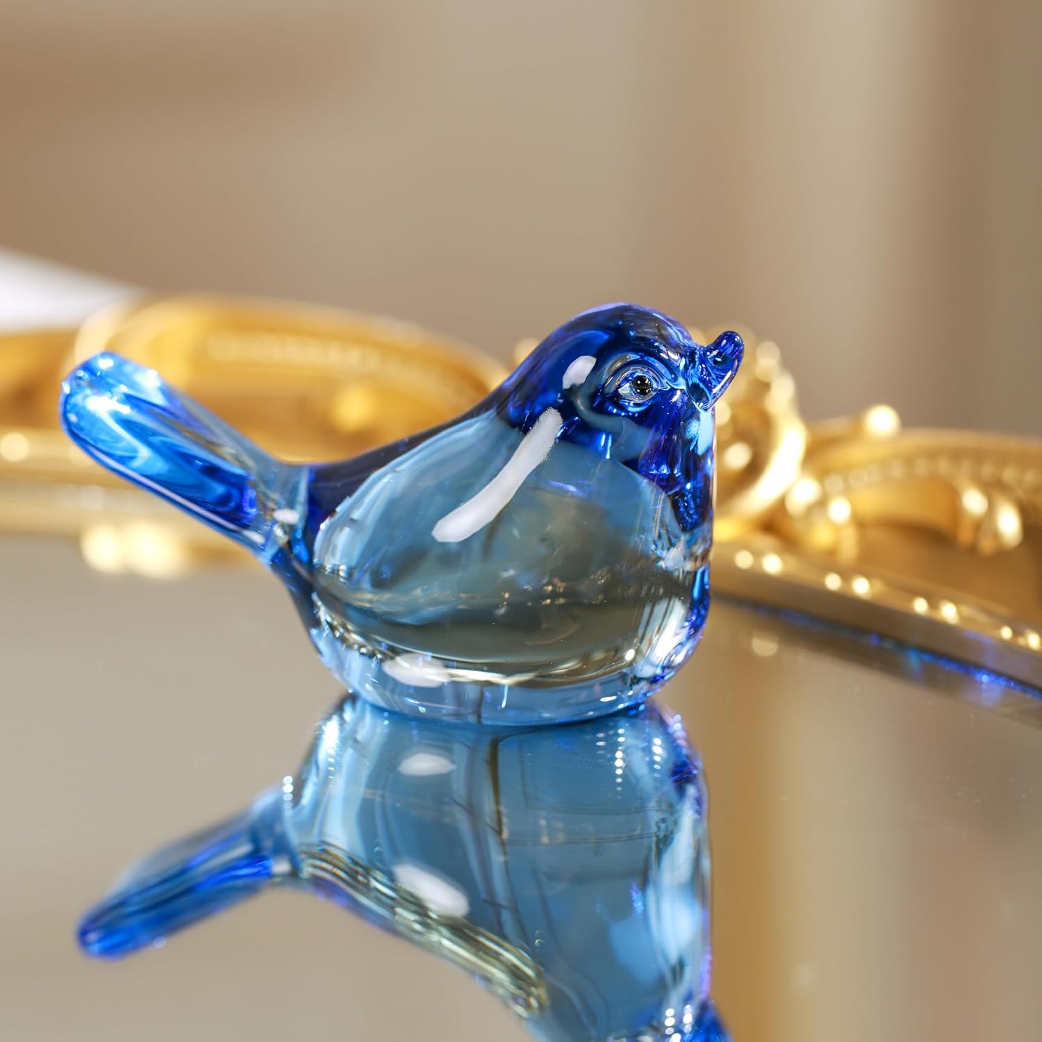 Blown Glass Bird Figurine — Dark Blue