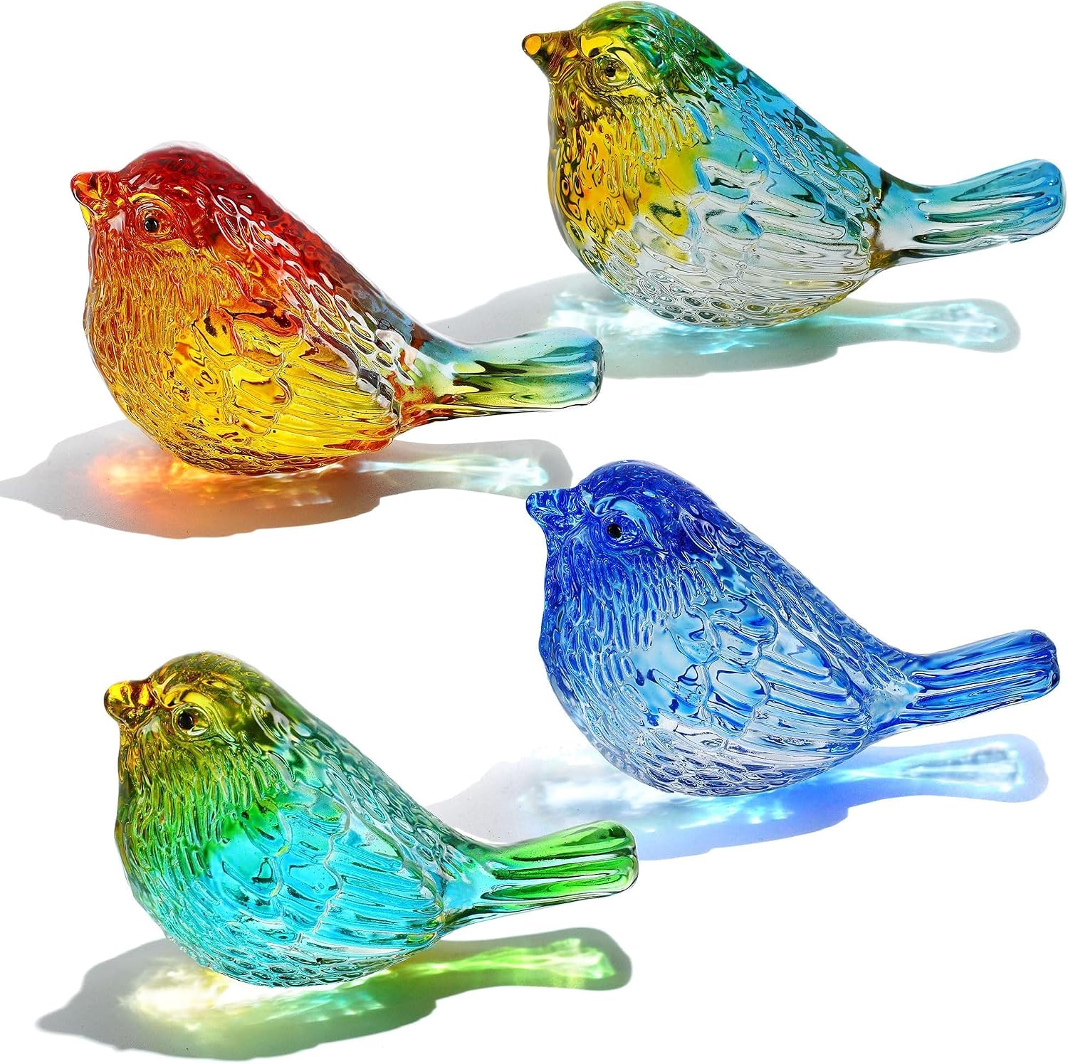 Miniature Glass Bird Figurines — Set of 6, 1.9 in