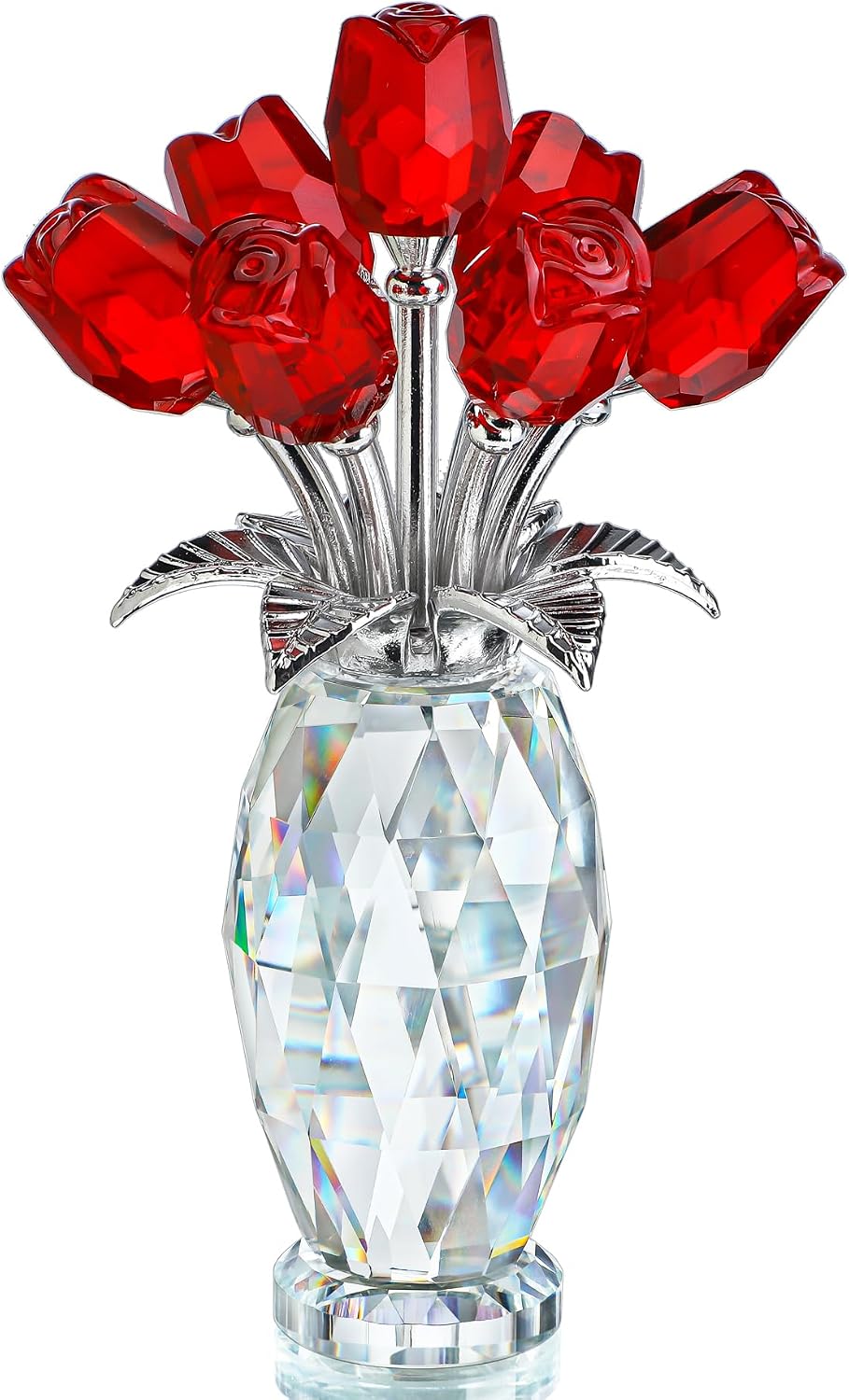 Crystal Glass Flower Figurine — Blue, Table Piece
