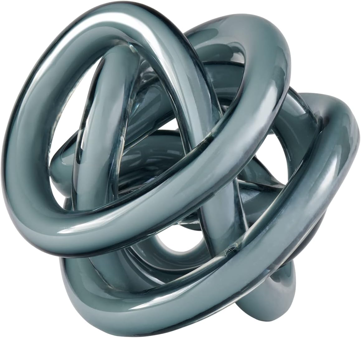 Glass Infinity Knot Sculpture — 4.5 in, Blue