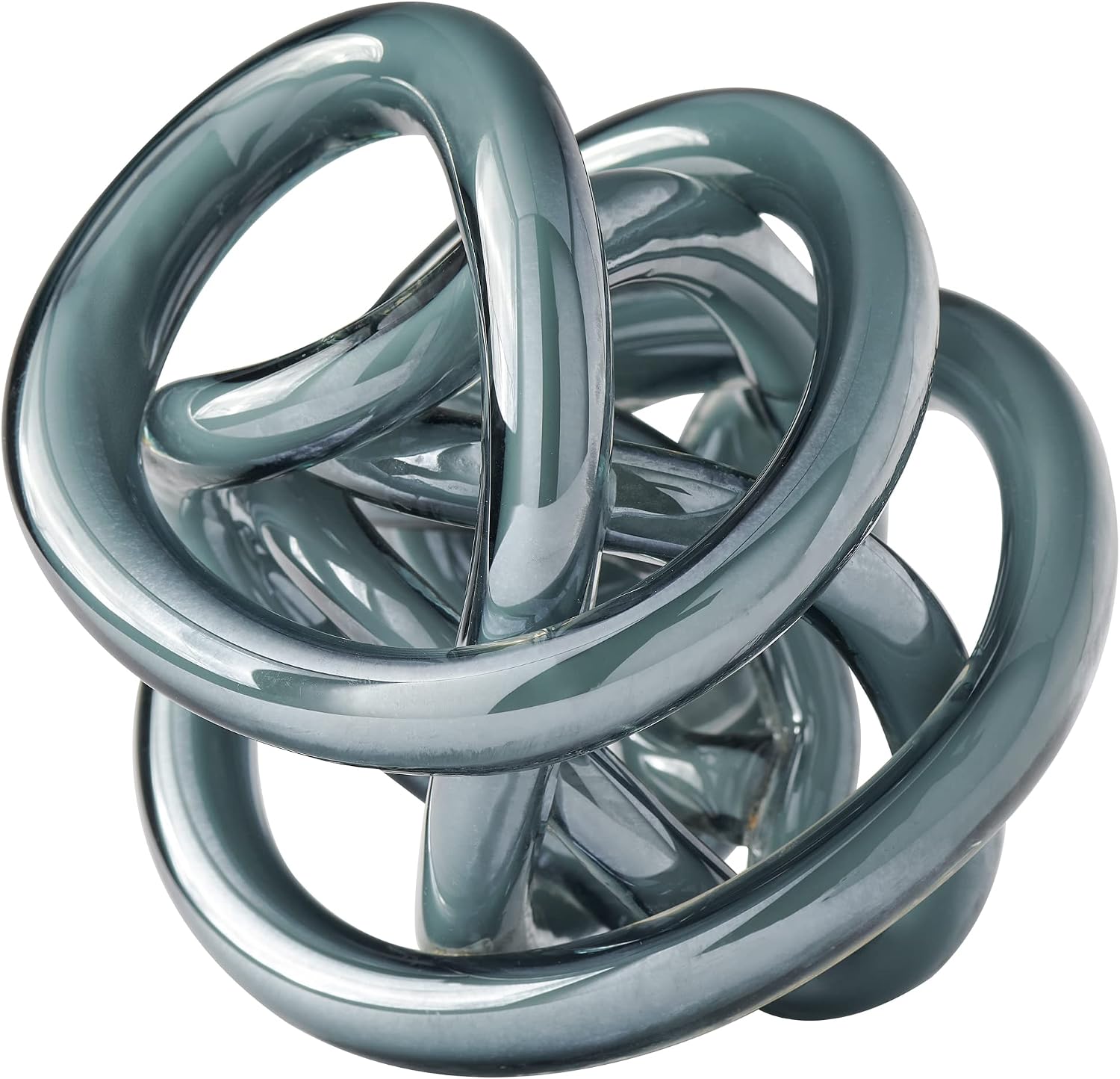 Glass Infinity Knot Sculpture — 4.5 in, Blue