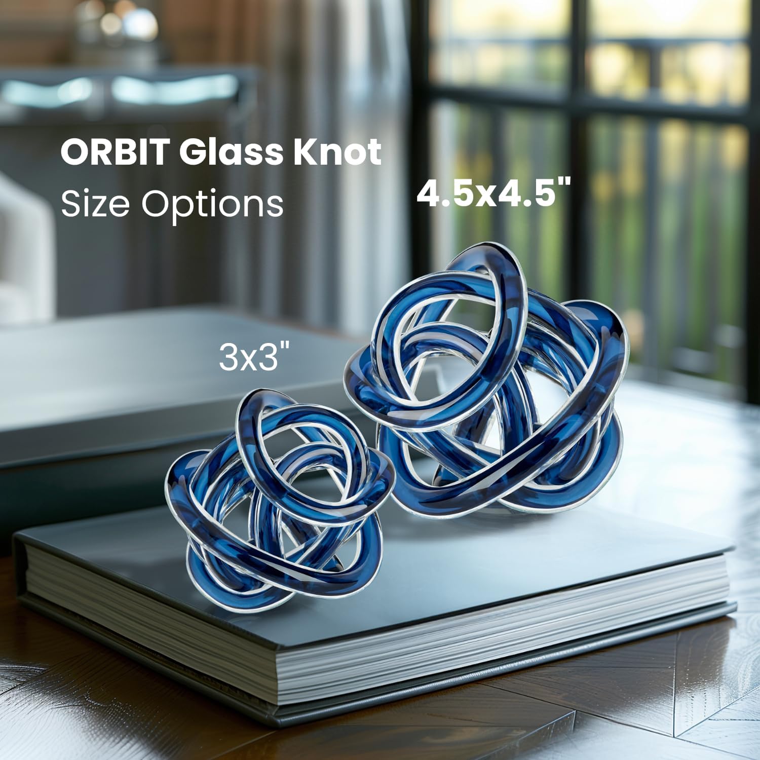 Glass Infinity Knot Sculpture — 4.5 in, Blue