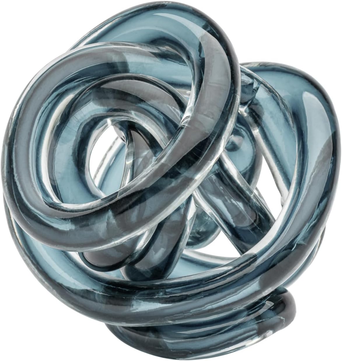 Glass Infinity Knot Sculpture — 4.5 in, Blue