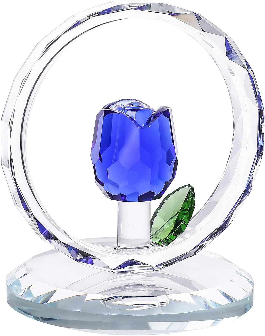 Crystal Tulip Figurines with Ring Stand