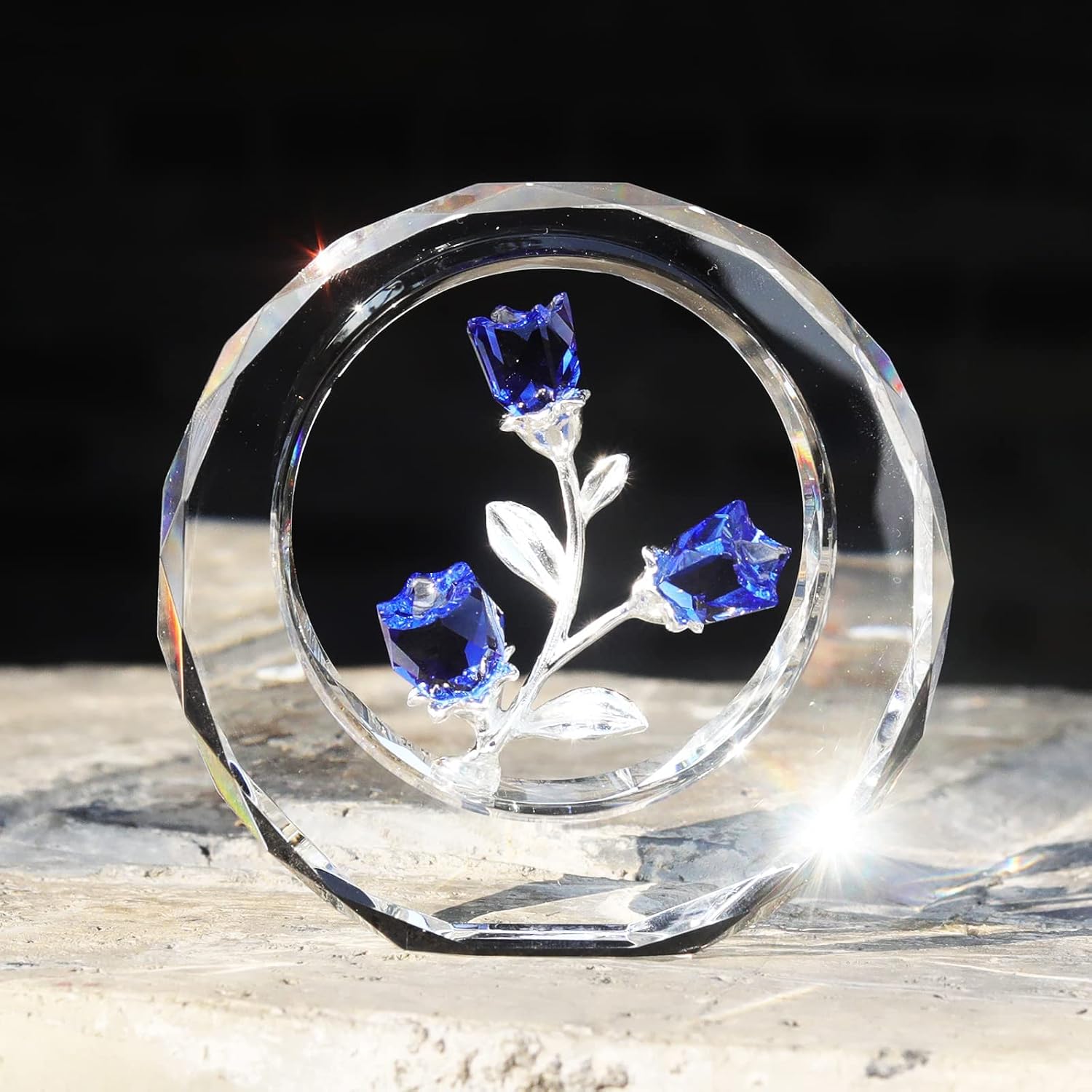 Crystal Tulip Figurines with Ring Stand