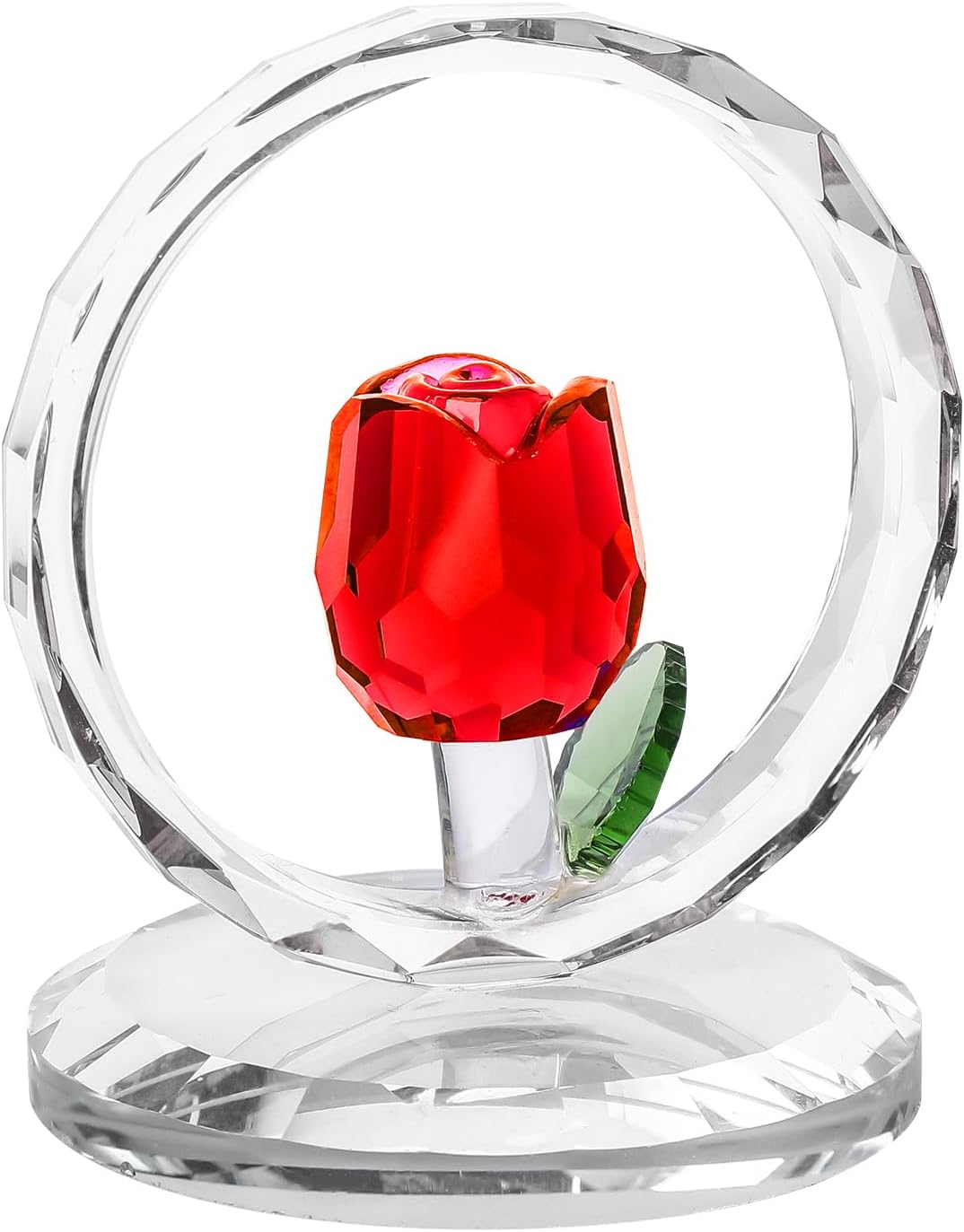Crystal Tulip Figurines with Ring Stand