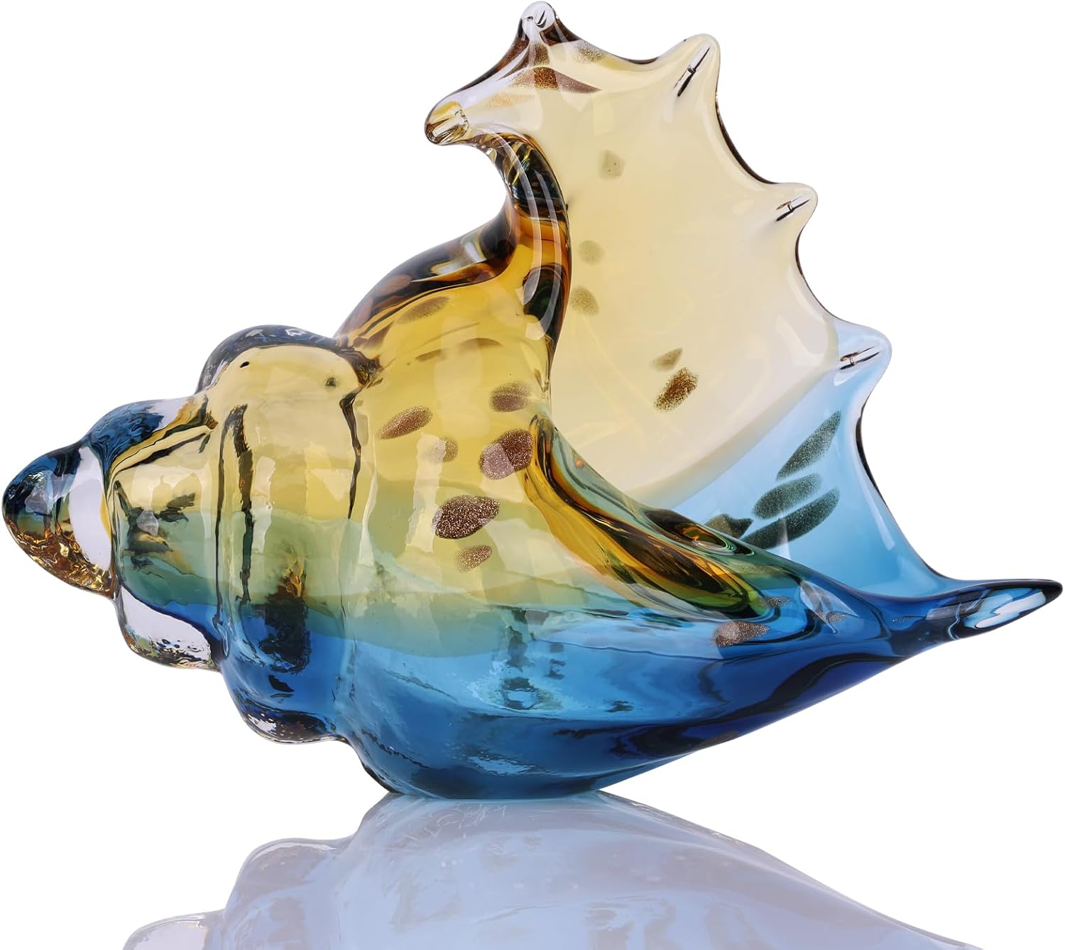 Colourful Glass Conch Sculpture — Hand-Blown