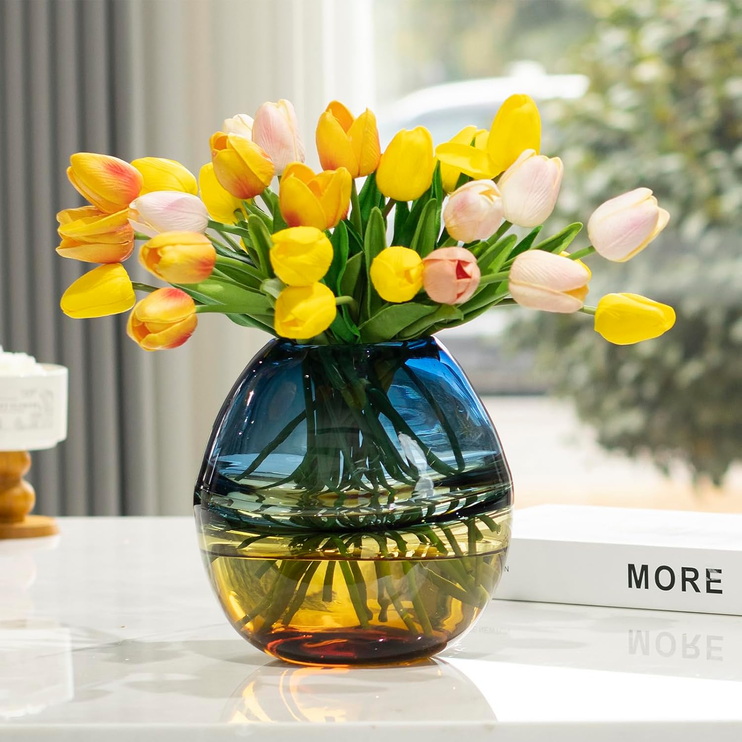Ombre Glass Centrepiece Vase — Yellow Base
