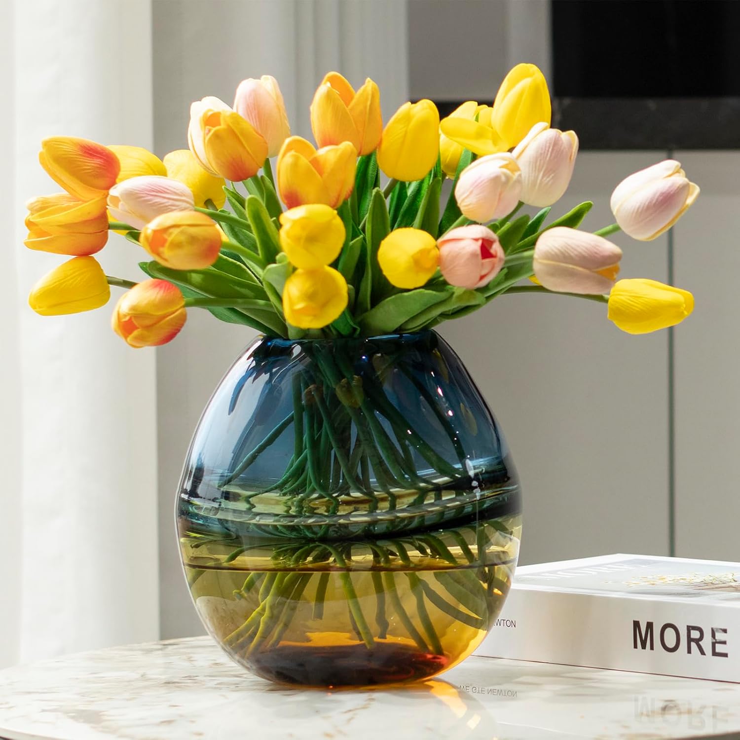Ombre Glass Centrepiece Vase — Yellow Base
