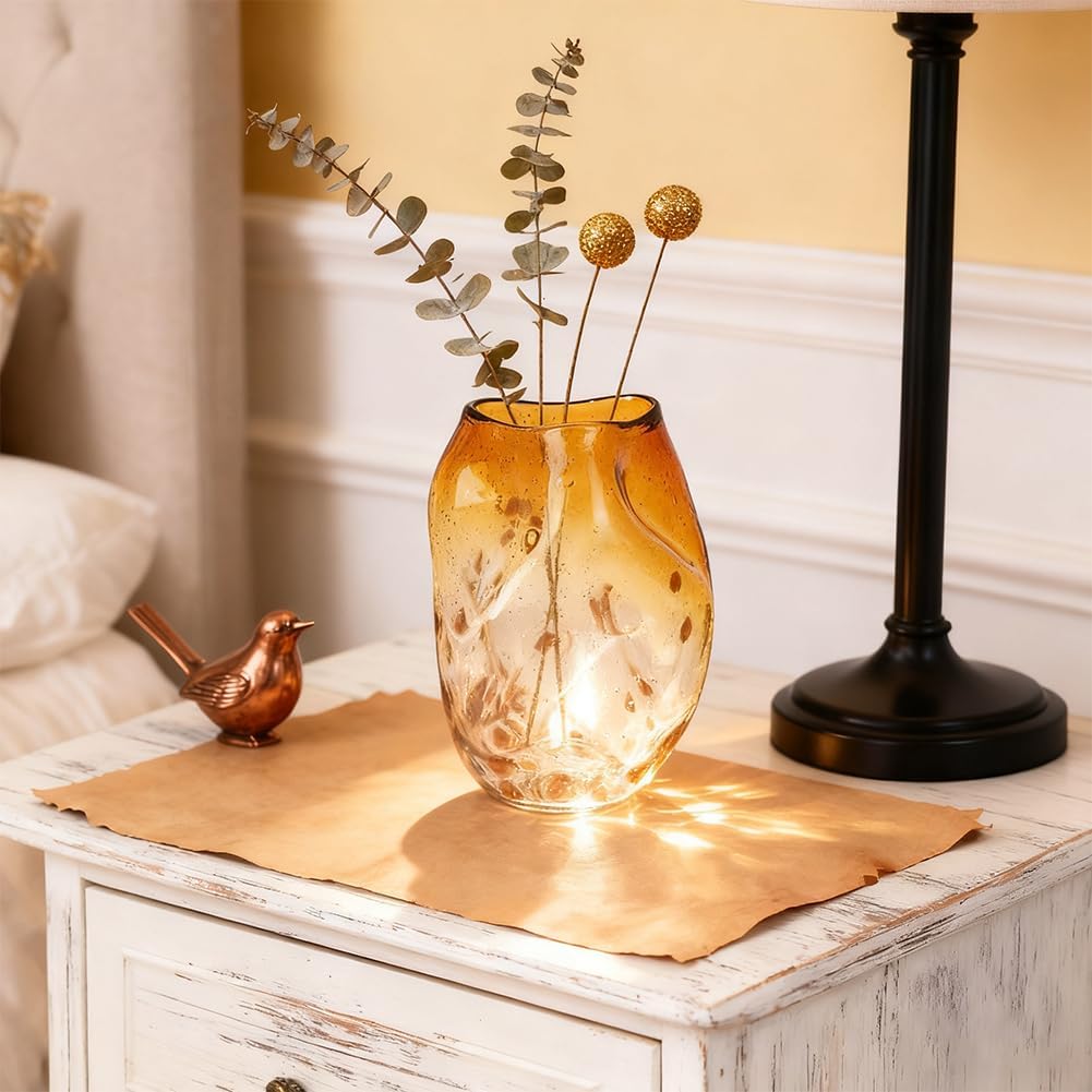 Amber Gradient Glass Vase — 9 in