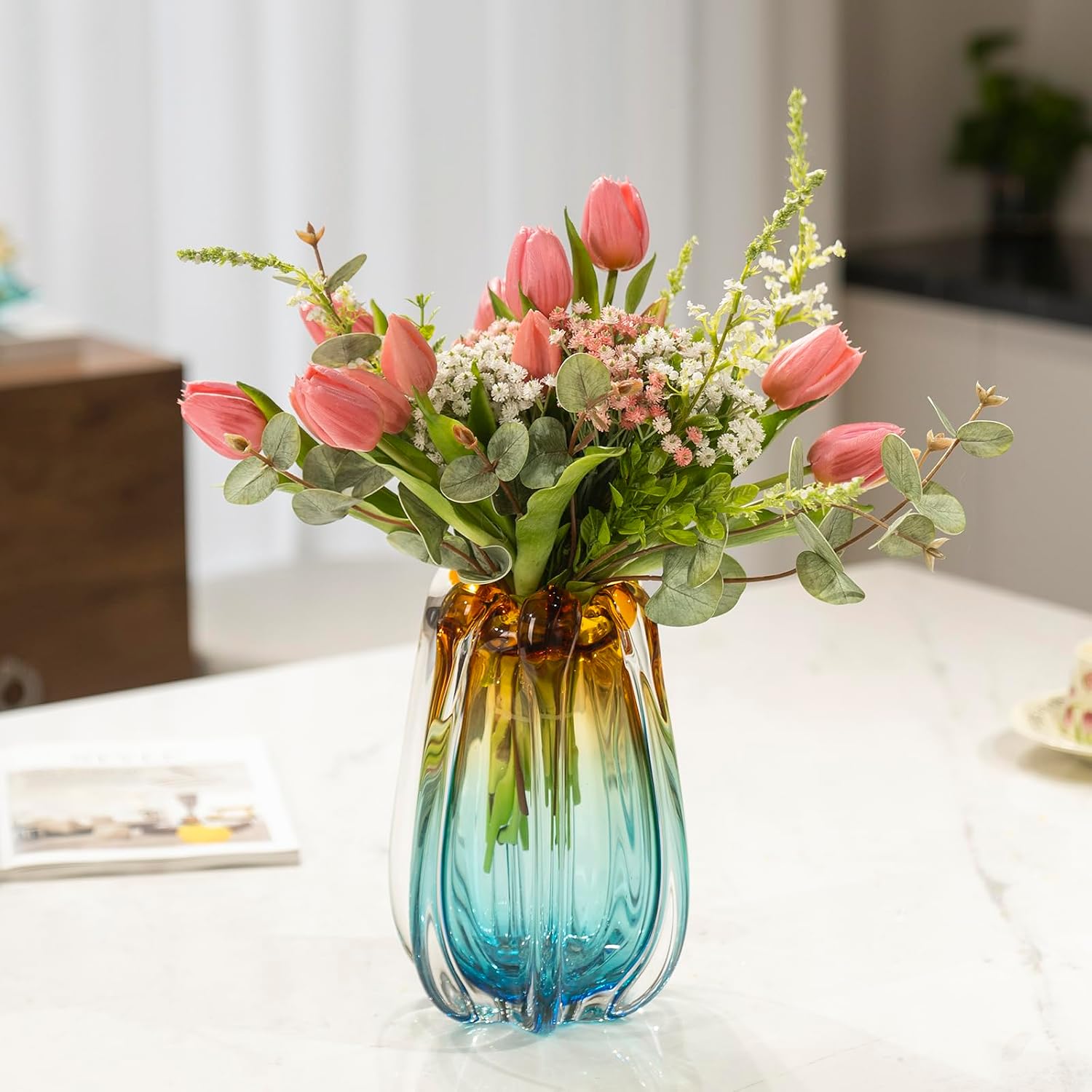 Wide-Mouth Hand-Blown Glass Vase — Deco Form
