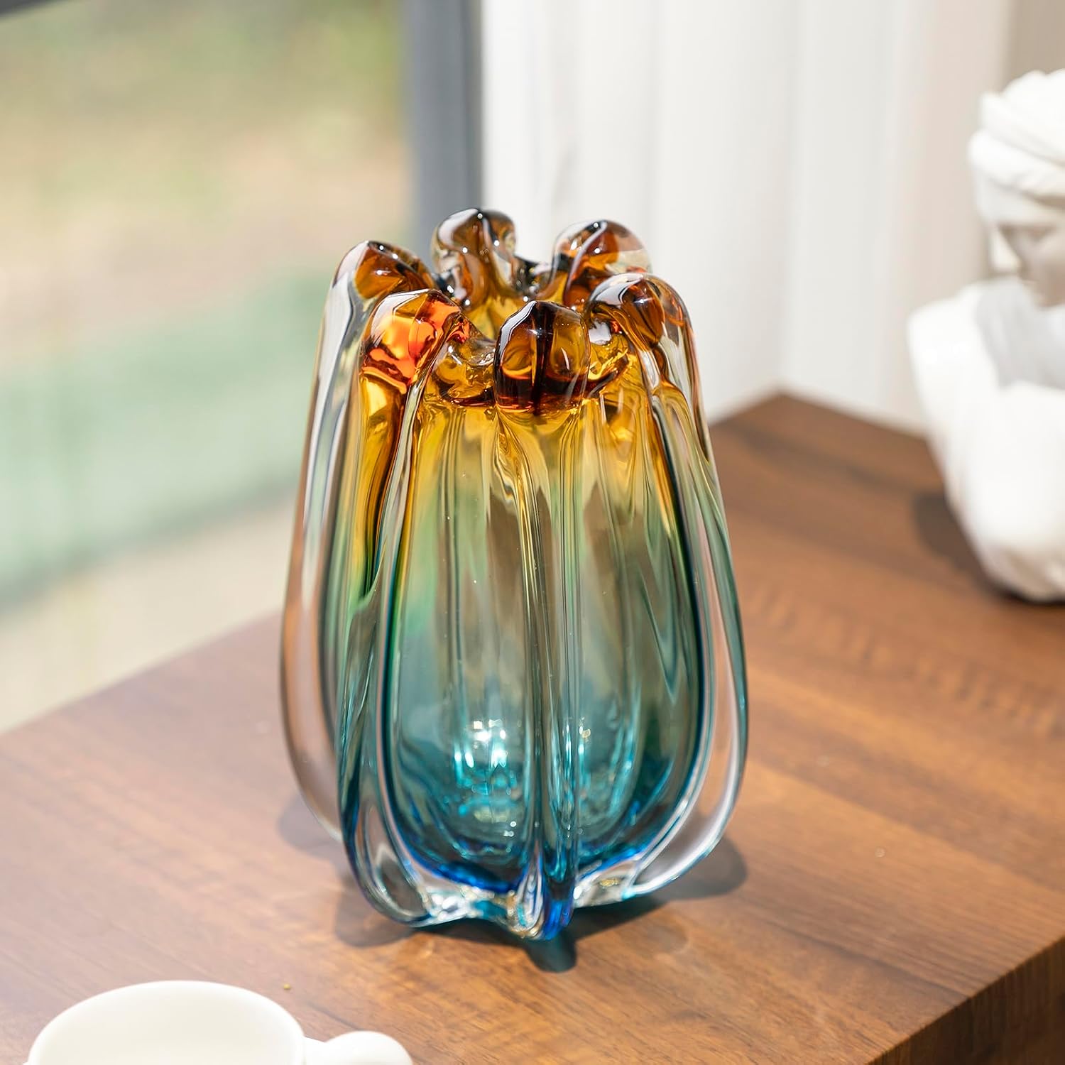Wide-Mouth Hand-Blown Glass Vase — Deco Form