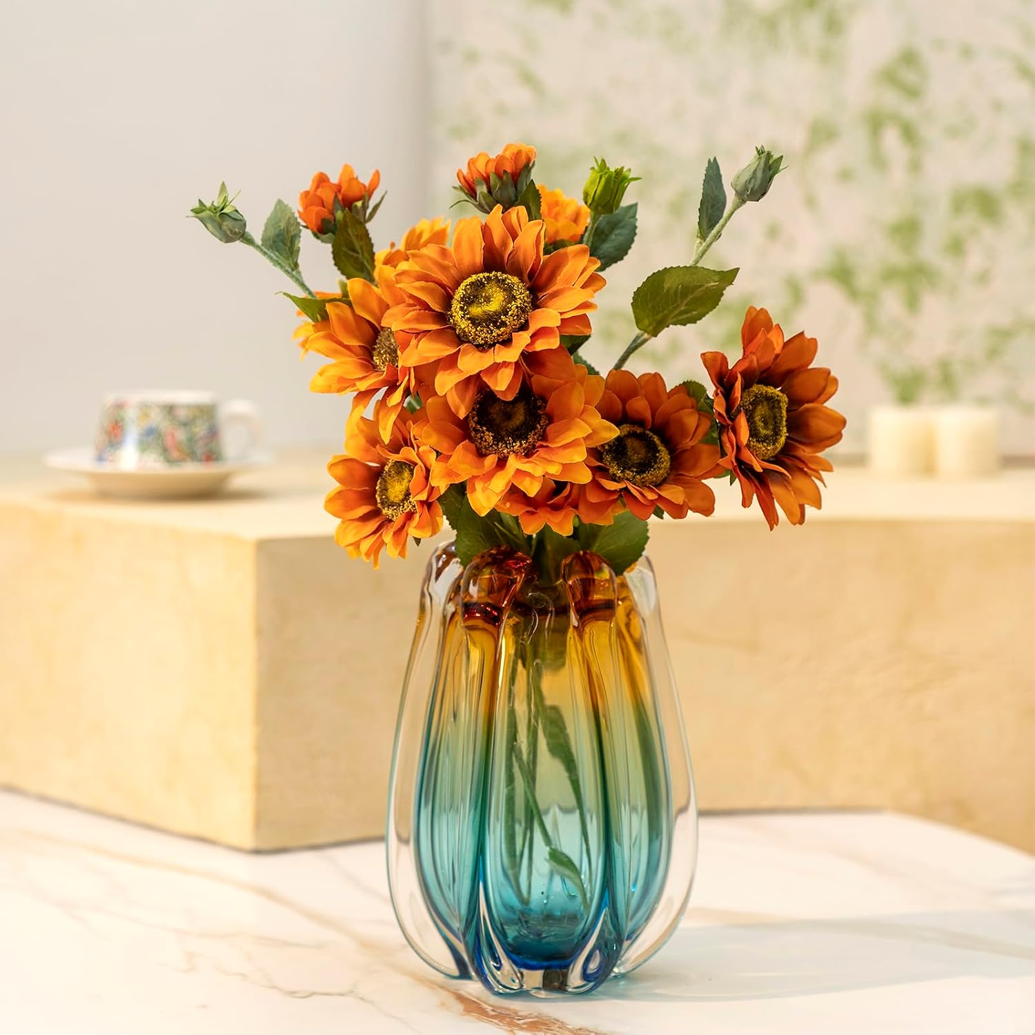 Wide-Mouth Hand-Blown Glass Vase — Deco Form